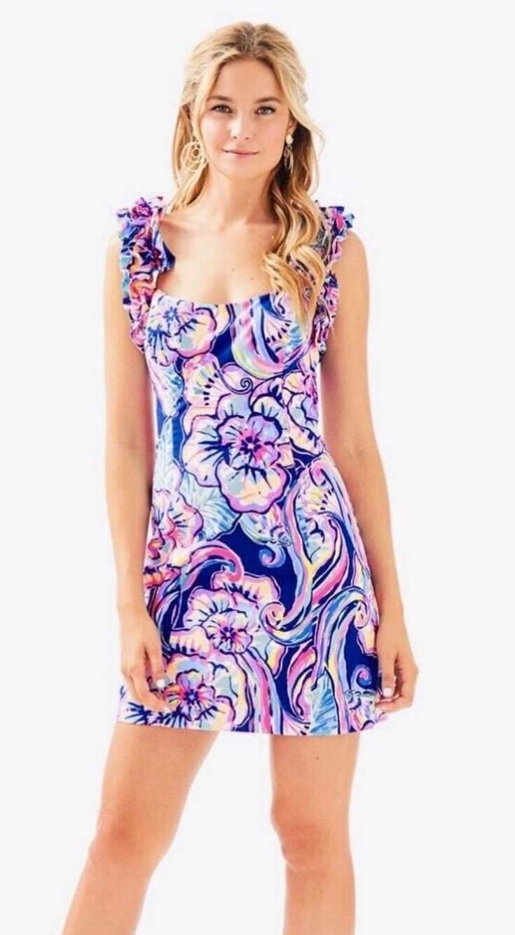 Lilly Pulitzer Devina Stretch Ruffled Strap Mini Dress